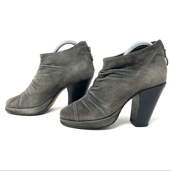 Fiorentini + Baker Nia Grey Suede Ruched Ankle Heeled Boots 36.5/6.5 - Picture 5 of 9